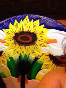 Flower on seat at Mexican Food place